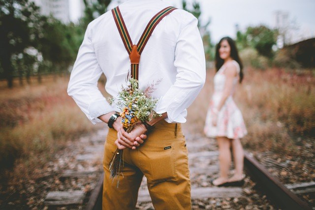 surprise wife with flowers